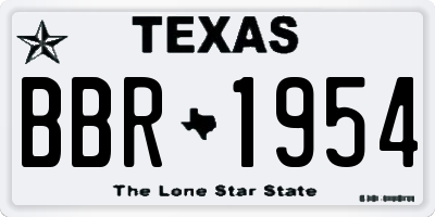 TX license plate BBR1954