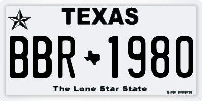 TX license plate BBR1980