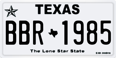 TX license plate BBR1985