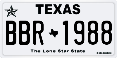 TX license plate BBR1988