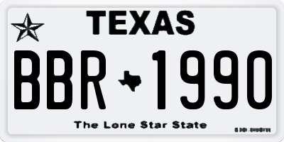 TX license plate BBR1990