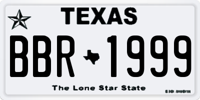 TX license plate BBR1999