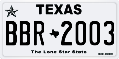TX license plate BBR2003