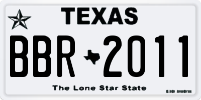 TX license plate BBR2011