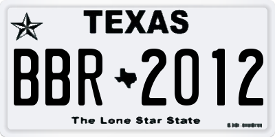 TX license plate BBR2012