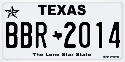 TX license plate BBR2014