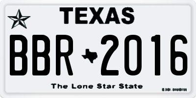 TX license plate BBR2016