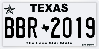 TX license plate BBR2019