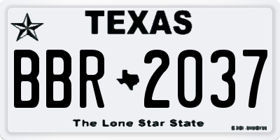 TX license plate BBR2037