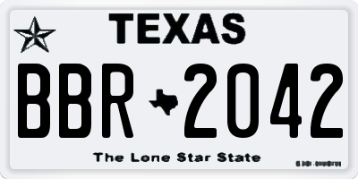 TX license plate BBR2042