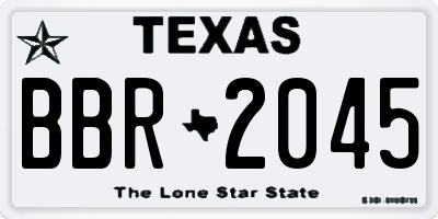 TX license plate BBR2045