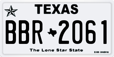 TX license plate BBR2061