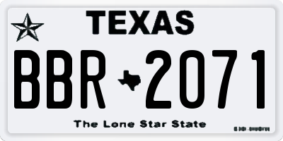 TX license plate BBR2071