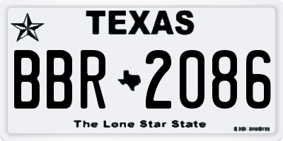TX license plate BBR2086