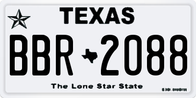 TX license plate BBR2088