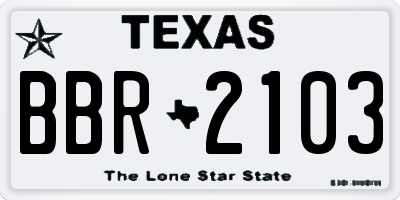 TX license plate BBR2103