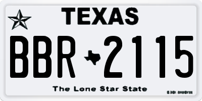 TX license plate BBR2115