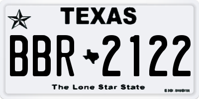 TX license plate BBR2122