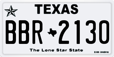 TX license plate BBR2130