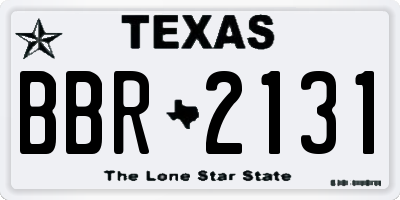 TX license plate BBR2131