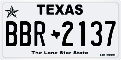 TX license plate BBR2137