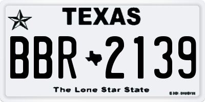 TX license plate BBR2139
