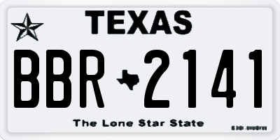 TX license plate BBR2141