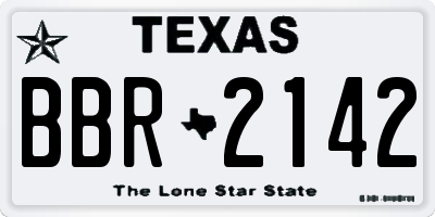 TX license plate BBR2142