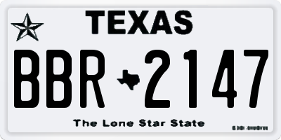 TX license plate BBR2147