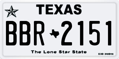 TX license plate BBR2151