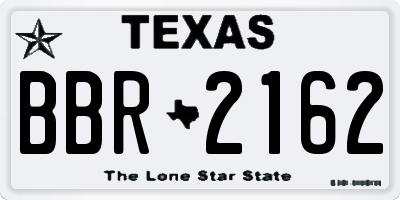 TX license plate BBR2162