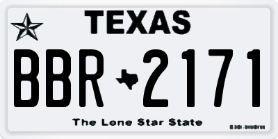 TX license plate BBR2171