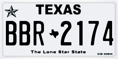 TX license plate BBR2174