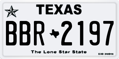 TX license plate BBR2197