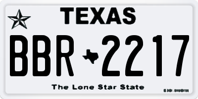TX license plate BBR2217