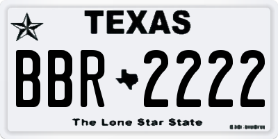 TX license plate BBR2222