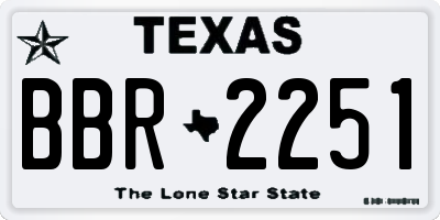 TX license plate BBR2251
