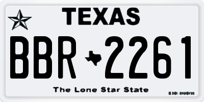 TX license plate BBR2261