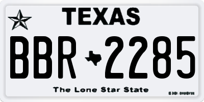 TX license plate BBR2285