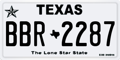 TX license plate BBR2287
