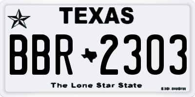 TX license plate BBR2303