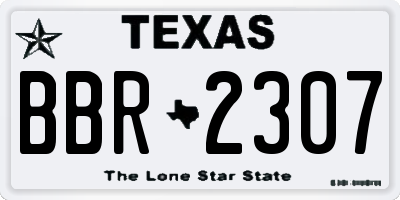 TX license plate BBR2307
