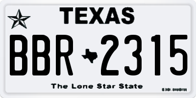 TX license plate BBR2315