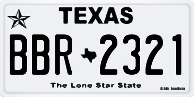 TX license plate BBR2321