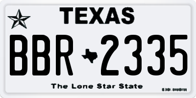 TX license plate BBR2335