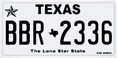 TX license plate BBR2336