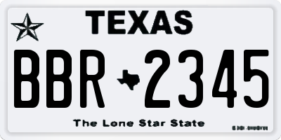 TX license plate BBR2345