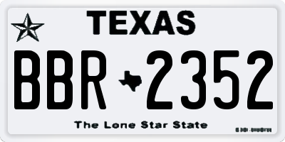 TX license plate BBR2352