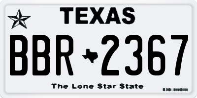 TX license plate BBR2367
