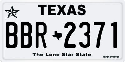 TX license plate BBR2371